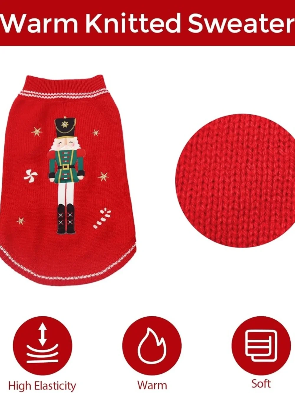 Nutcracker Dog Christmas Sweater Medium Warm Knit Puppy Jumper NWOT